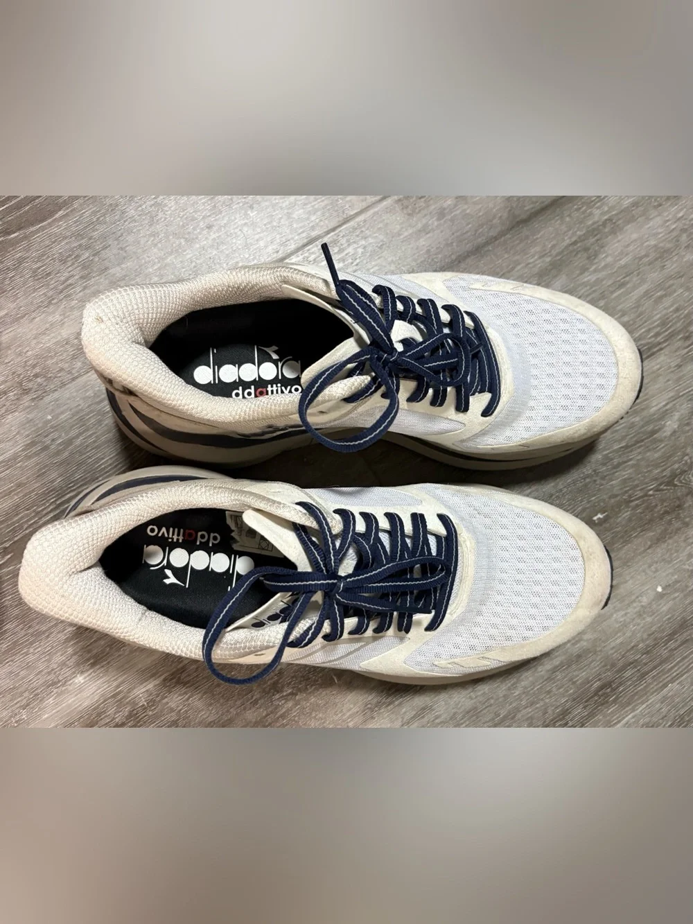 Diadora Athletic Sneakers in White with Navy Accents